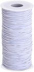 Noverlife Elastic Cord, 0.08"/2mm 109yd/100m Jewelry Making Beading Stretch String, Elastic Fabric Thread Wire Macrame Cord DIY Crafting Rope Bungee Shock Cord - White