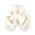 Weddingstar Large White Custom Printed Plush Crossband Slide House Slippers - Bridesmaid