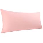 PiccoCasa Body Pillow Cover Egyptian Cotton Bolster Pillow Cases - 300 Thread Count Super Soft and Breathable Long Body Pillowcase with Zipper Closure Pink 20"x60"/ 5ft