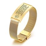 VNOX Personalized Medical ID Bracelet, Customized Medical Alert Bracelets for Men Women, Stainless Steel Gold Plated Mesh Band Adjustable Free Engraving Emergency Identification Wristband