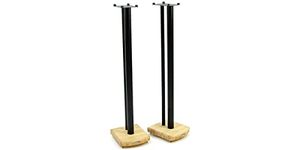 MOSECO 10 Black and Natural Bamboo Speaker Stands