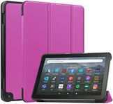 SATURCASE Case for Amazon Fire HD 8 2022 / HD 8 Plus 2022 (12th Generation), PU Leather Flip Foldable Folio Stand Slim Light Auto Wake Up/Sleep Protective Tablet Cover (Purple)