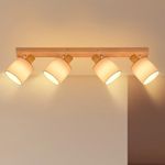 Lichtmaler LED Wooden Ceiling Light - 4 Adjustable Spotlights E14 White Lamp Ceiling Light Fixtures Indoor Vintage Chandelier Living Room Bedroom Kitchen Without Bulbs