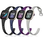 Getino Compatible with Fitbit Sense Bands Fitbit Versa 3 Bands for Women Men, Flexible Thin Soft Silicone Replacement Accessories Strap Slim Band for Versa 3 and Sense, Large Black/ Navy/ Plum/ Gray