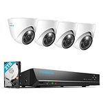 REOLINK RLK8-1200D4-A 12MP PoE Security Camera System, 4pcs H.265 Surveillance IP Cameras Wired in 12 Megapixel UHD, Person Vehicle Pet Detection, Spotlight Color Night Vision, 8CH NVR with 2TB HDD