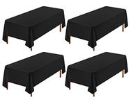 4 Pack Black Tablecloth 60 x 102 Inch, Rectangle Black Table Clothes for 6 Foot Table, Wrinkle Resistant Washable Polyester Table Cover Cloth for Wedding Dining Table Buffet Parties and Camping