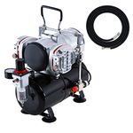 Master Airbrush Model TC-828, High-Performance Twin Cylinder Piston Air Compressor with Tank and a Free 6 Inch Airbrush Hose by Master Airbrush