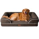 EHEYCIGA Memory Foam Orthopedic Dog Bed XL with Sides, 112cm Waterproof Liner Dog Beds for Extra Large Dogs, Non-Slip Bottom and Egg-Crate Foam Big Dog Couch Bed with Washable Removable Cover, Brown