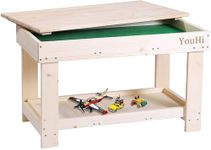 YouHi Kids Activity Table with Board for Bricks Activity Play Table (Wood Double Table)