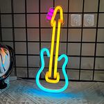 Neon Guitar Shaped Sign, Attivolife Best LED Acrylic Neon lamp with USB for Bedroom Art Wall, Music Studio, Christmas, Wedding, Party, Guitar lovers, Home Decor Gifts