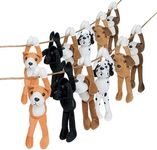 Hanging Dog Stuffed Animals - Stuffed Dog Plush with Hook and Loop Fastener Paws - Set of 12