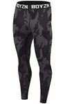 Men's Pack of 1 Sports Compression Pants Cool Dry Athletic Base Layer Tights Workout Running Legging Camo Black M