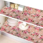 Kuber Industries Shelf Liner | PVC Kitchen Cabinet Shelf Mat | Shelf Mat for Drawer Organizer | Fridge Mat | Table Placemat | Flower Design Wardrobe Mat | 10 Meter | Beige