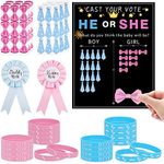 Zocipro Gender Reveal Decoration, 77Pcs Boy or Girl Voting Game Gender Reveal Games, Gender Reveal Stickers Bracelets for Gender Reveal Guess Game Party Decoration