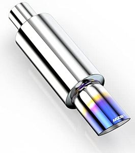 MZS Exhaust Muffler, Straight Through Stainless Steel Exhaust Tip 15" Length 2" Inlet 3" Outlet Universal for Car Sedan SUV Truck Vehicles - Titanium Burnt Tip