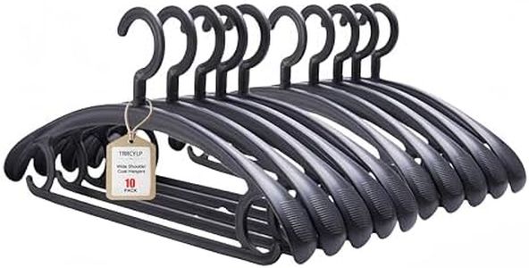 Trrcylp 10 Pack Heavy Duty Hangers Plastic 25 lb Capacity Swivel Hook Clothes Hanger Wide Shoulder Non Slip Thick Coat Hanger (Black)