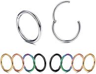 Besteel 10pcs 316L Stainless Steel Nose Rings Cartilage Hoop Earrings for Women Men 18G Septum Lip Ring Conch Helix Daith Piercing Jewelry Set 8-12MM