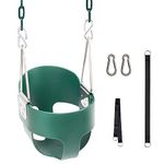 KINSPORY Toddler Swing & Balancoire Bebe, 59" Heavy-Duty Coated Iron Chains Baby Swing Outdoor, High Back Full Bucket Infant Swing Seat with Tree Straps for Swing Sets Backyard Outdoor Indoor (Green)