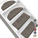FLODI. Pattern Striped Stair Tread Mats Non Slip, Trier, Set of 15 Pieces, Carpet Step Mats Self Adhesive Staircase Runner Pads (Anthracite, Rectangular - 23 x 65 cm)