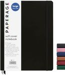 PAPERAGE Softcover Lined Journal Notebook (Black), 176 Pages, College Ruled Notebook, Large 7.6 inches x 10 inches - 100 GSM Thick Premium Paper