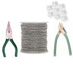 Crafts Haveli Link Extension Necklace Chains Tail Chain for Jewelry Making, Silver 3mm Length 5 Mtr with Combo of Side Cutter & Flat Nose with 50 Jump Ring Plier