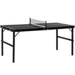 Soozier Mini Folding Table Tennis Table with Aluminium Frame, Portable Outdoor Ping Pong Table with Net for Indoor Outdoor Garden Camping, Black