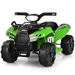 Costzon Kids ATV, 6V Battery Powered Electric Vehicle w/LED Light, Horn, Music, Storage Box, Wear-Resistant Wheels, USB, MP3, Ride on Car 4 Wheeler Quad for Toddler Boys & Girls 18-36 Months (Green)