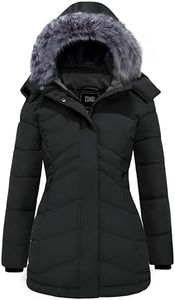 ZSHOW Women's Outdoor Winter Coat Warm Windproof Puffer Jacket with Faux Fur Hood(Black,Large)