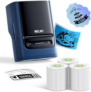 Nelko PM220 Bluetooth Label Maker Machine With Tape, 2 Inch Portable Thermal Printer for Small Business, Logo, Clothing, Sticker for Phones & PC, With 3 Labels, Deep Blue