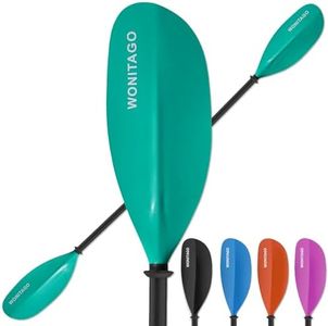 WONITAGO Kayak Paddles Carbon Fiber Shaft Paddle with Nylon Blades, Floating Adjustable Kayaking Oars, 3 Piece, 230-250 cm/90-98 Inches Teal
