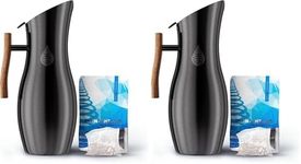 Invigorated Water pH Vitality Stainless Steel Alkaline Water Filter Pitcher - High pH Water Purifier with 1 Alkalizer Filter Pouch (400-Liter Capacity), 8-Cup (1.9L, Black) (Pack of 2)