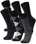 Alpine Swiss Mens Cotton 6 Pack Dress Socks Striped & Argyle Business Pack