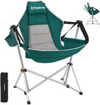 KingCamp Hammock Camping Chair Swinging Recliner Chair for Backyard Lawn Beach Camp Outside Indoor Adults Portable Lounger Folding Chair Hold Up to 264lbs with Carrying Bag Cup Holder (Green/Grey)