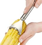 Stainless Steel Corn Peeler with Ergonomic Ultra Sharp Blades for Effortless Kernel Removal | Stripper Corn Remover Cutter Peeler (Silver)