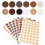 QOOWFEANIG 12Pack Self Adhesive Screw Hole Cover Stickers, Screw Hole Cover Cap Stickers, PVC Waterproof Wood Grain Stickers Wood Textured Cover for Desk Bookshelf Furniture Wall Cabinet Repairing