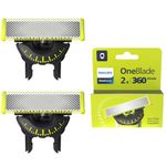 Philips OneBlade 360-Innovation Authentic Replacement Blades, for OneBlade Hybrid Electric Shaver & Trimmer. Trim, Edge and Shave with Durable Stainless Steel, 2x pack (8 Month Supply), Model QP420/60