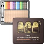 JusArt 24 Oil-Based Colored Pencils – Soft Core, Durable, Vibrant & Ultra-Smooth. Ideal for Adult Coloring, Portrait, Sketching, Landscape. Professional Drawing Pencils for Artists, Adults & Beginners