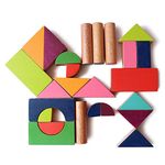 shumee Wooden Chalk-o-Blocks Set - 26 Multishape Blocks (3 Years+) | Multicolor | Eco Friendly & Child Safe | STEM Learning | Educational Toy