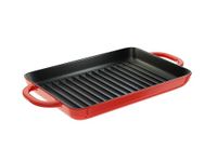 Lodge Enamel Cast Iron Grill Pan, 12.5” x 8” (Red)