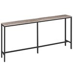 MAHANCRIS Console Table, 180 CM Narrow Long Sofa Table, Entryway Table, Industrial Sofa Table, Side Table, for Hallway, Living Room, Sturdy and Stable, Easy to Assemble, Greige ACTHG18001Z