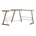 Ameriwood Home Odin Glass L-Shaped Computer Desk, Gold