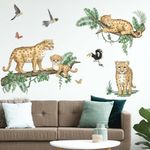 PinkEleph Jungle Animals Leopard Wall Decals - Safari Cheetah Wall Stickers - Baby Nursery Kids Room Daycare Playroom Wall Decor