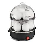 BELLA Rapid Electric Egg Cooker and Omelet Maker with Auto Shut Off, for Easy to Peel, Poached Eggs, Scrambled Eggs, Soft, Medium and Hard-Boiled Eggs, 14 Egg Capacity Tray, Double Tier, Black