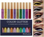 10 Colors Liquid Glitter Eyeliner Metallic Shimmer Glitter Eyeshadow Pigment Eyebrown Shimmer Waterproof Face Lips Art for Party Festival Makeup