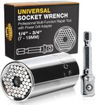 Dura-Gold Universal Socket Wrench, 1/4'' - 3/4'' (7-19mm) - Professional Multi-Function Repair Tool with Power Drill Adapter - Ratchet Gadget to Tighten & Losen Nuts, Bolts, Screws, Hooks, Fasteners