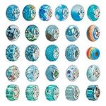 NBEADS 54 Pcs Mixed Style and Colors Rhinestone European Beads, Large Hole Charms Beads Polymer Clay Beads for DIY Crafts Jewelry Making