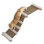 Feandrea Clickat Cat Climbing Hammock, Wall-Mounted Cat Bed with Stairs, Cat Wall Perch, Replaceable Washable Fabric, Easy Assembly and Disassembly, Oatmeal Brown and Coffee Brown PCK002T66