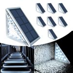 TOTHDATE 8PCS Solar Step Lights Cool White Light, Solar Stair Light Outdoor Decking Light IP67 Waterproof for Ground Front Porch Decor Yard Pathway Garden Walkways