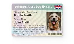 Diabetic Alert Dog ID Card for Blood Sugar Monitoring and Public Access - Essential Medical Assistance Dog Identification with 2010 Equality Act Reference