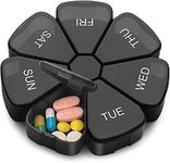 Portable 7 Day Pill Box,7 Day Portable Travel Pill Box,DispensersTravel Container for Vitamins Fish Oil with Moisture-Proof Design BPA Free Pill Container Large Size Medication Organizer (black)